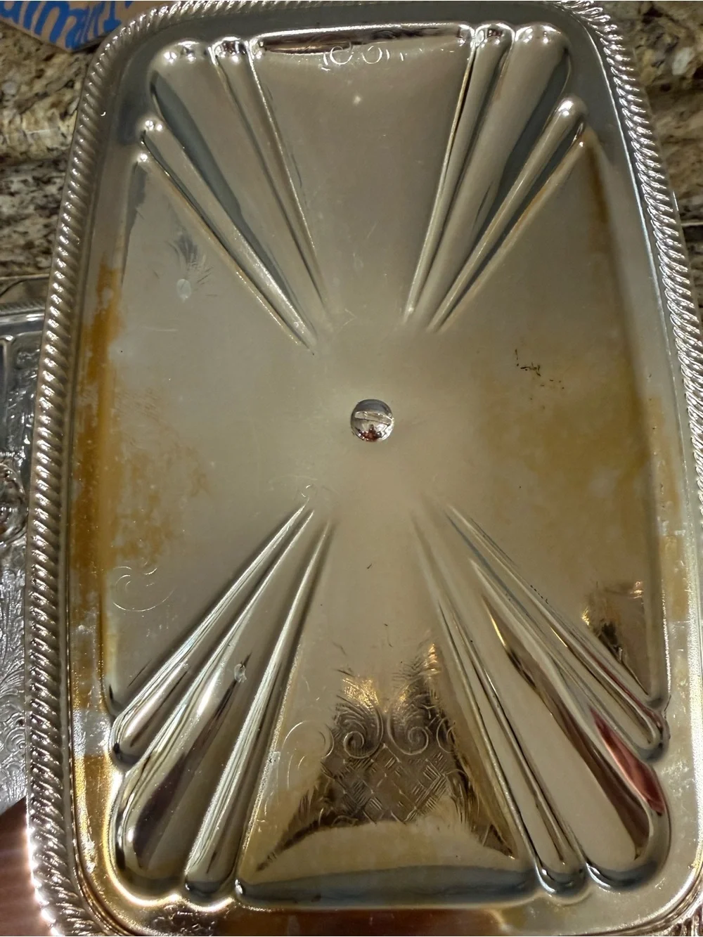 Vintage Silver-Tone Decorative Covered Serving Dish Set Pyrex
